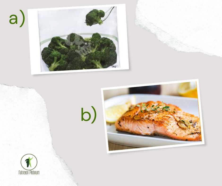 Brocoli con salmón a las hierbas.